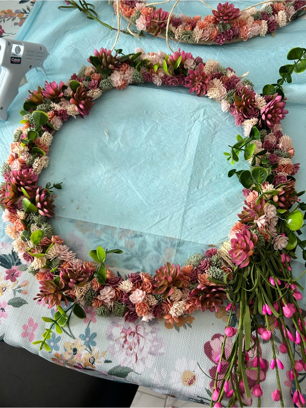 4/$50 Floral Succulent Wreath in Pink and Green SUPPLIES